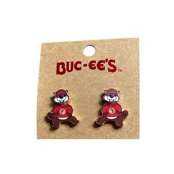 Buc-ee's Number 1 Fan Beaver Pair Of Earrings Dangle Bucees Gas Station New - Picture 3 of 3